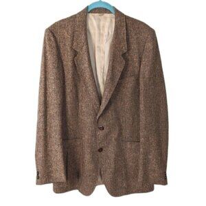 VINTAGE Jordache Herringbone micro check wool silk blazer jacket coat Small